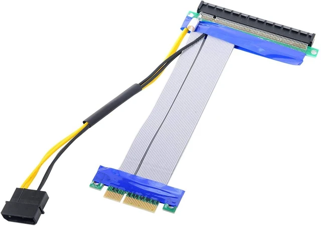 Alt view image 7 of 7 - cablecc PCI-E Express 4X to 16x Flex Cable Extender Converter Riser Card Adapter with 4pin Power 15cm