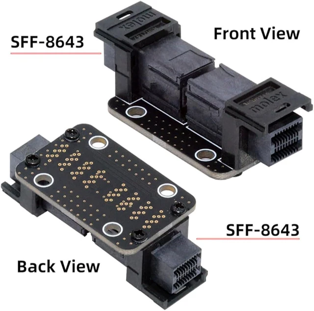 Alt view image 2 of 7 - cablecc Mini SAS HD PCI-Express 4.0 SFF-8643 Female to SFF-8643 Female PCBA Coupler Extender Adapter