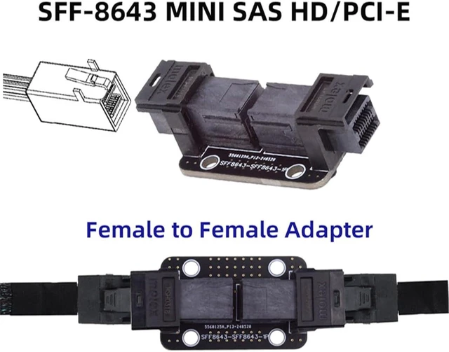 Alt view image 6 of 7 - cablecc Mini SAS HD PCI-Express 4.0 SFF-8643 Female to SFF-8643 Female PCBA Coupler Extender Adapter