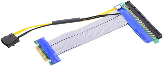 Alt view image 3 of 7 - cablecc PCI-E Express 4X to 16x Flex Cable Extender Converter Riser Card Adapter with 4pin Power 15cm
