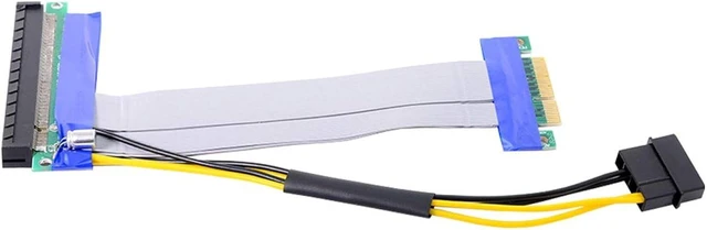 Alt view image 5 of 7 - cablecc PCI-E Express 4X to 16x Flex Cable Extender Converter Riser Card Adapter with 4pin Power 15cm