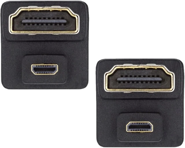 Main image of cablecc 2pcs/Set Micro HDMI 1.4 Type-D Male to HDMI Female Port Saver Opposite U Shape Back Angled Up & Down 360 Degree Extension Adapter