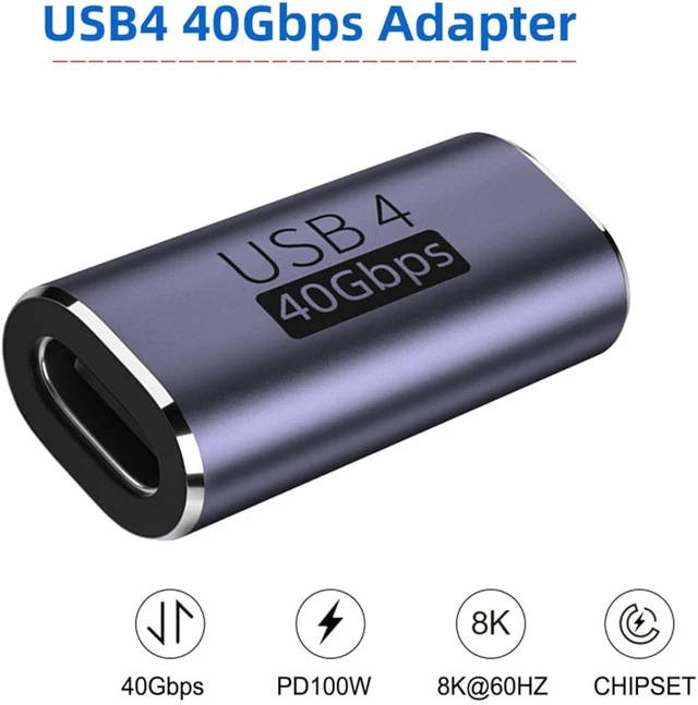 Alt view image 4 of 7 - cablecc 40Gbps Female to Female USB4 Type C 100W Power Data 8K Video Adapter Extender for Laptop Phone