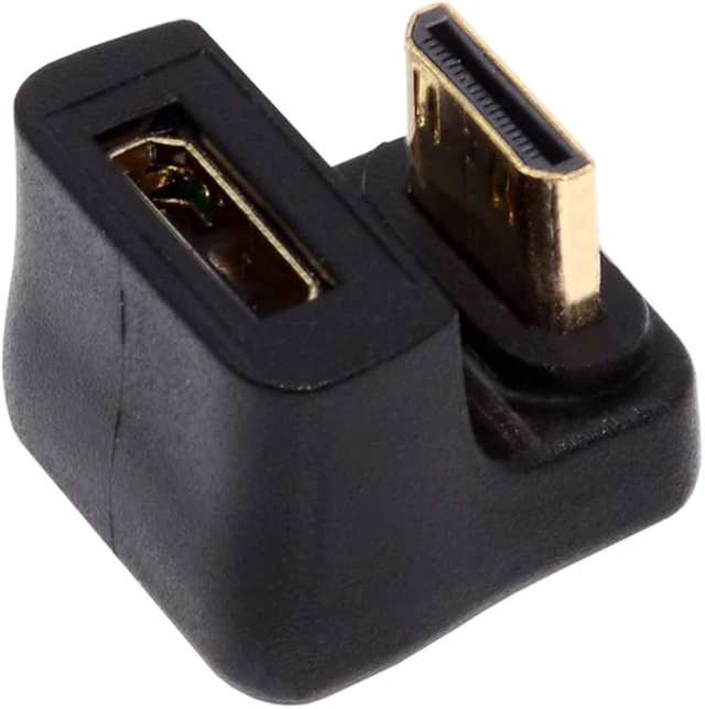 Main image of cablecc Mini HDMI 1.4 Down Opposite U 360 Degree Shape Back Angled Male to Mini Female Extension Adapter Converter