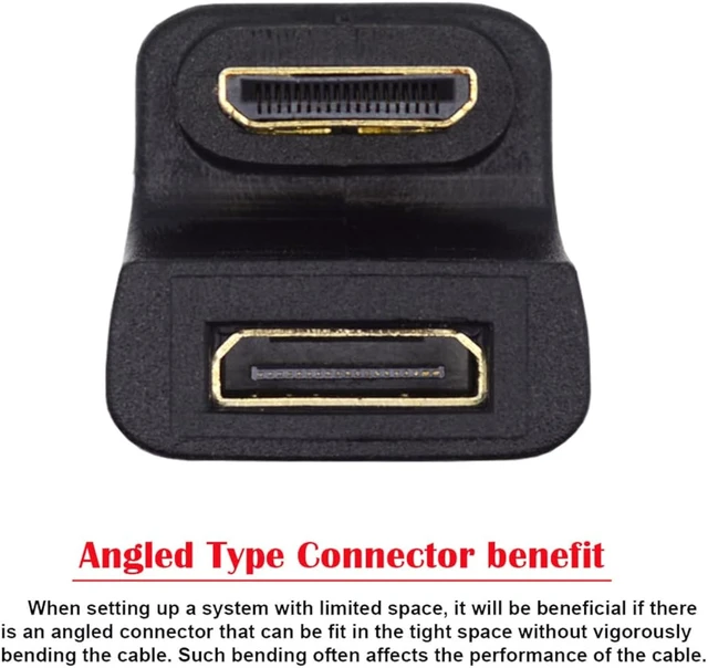 Alt view image 2 of 7 - cablecc Mini HDMI 1.4 Down Opposite U 360 Degree Shape Back Angled Male to Mini Female Extension Adapter Converter
