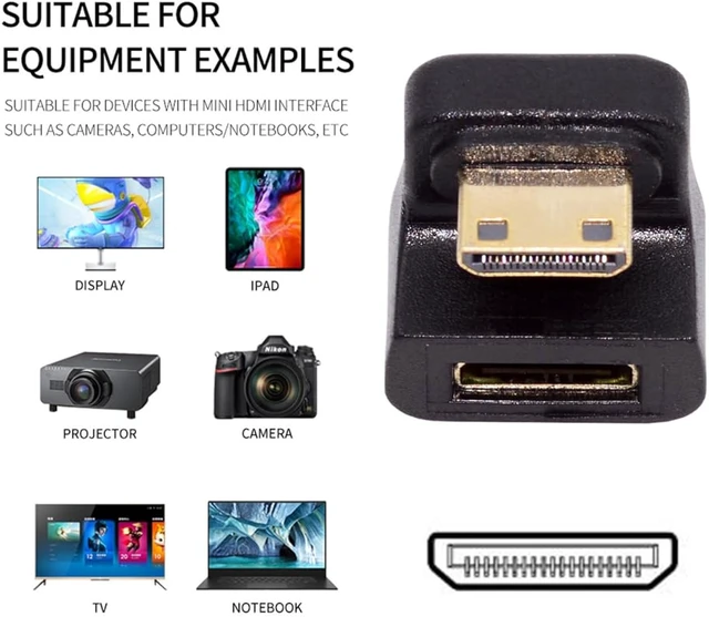 Alt view image 3 of 7 - cablecc Mini HDMI 1.4 Down Opposite U 360 Degree Shape Back Angled Male to Mini Female Extension Adapter Converter