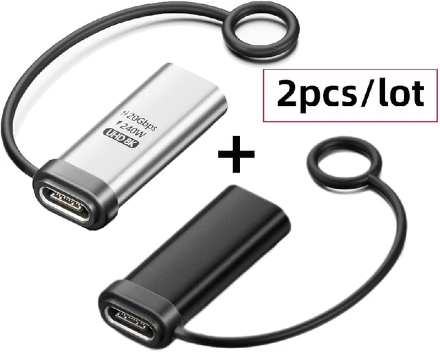Alt view image 2 of 7 - cablecc 2pcs/lot 20Gbps USB-C Reversible Dual Female Ports 240W 8K Video Extension Adapter with Lanyard Keychain