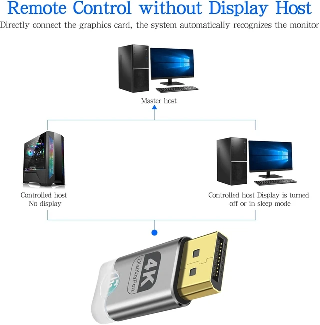 Alt view image 6 of 7 - XMSJSIY 4K DP Dummy Plug DisplayPort Display EDID Emulator Headless Ghost
