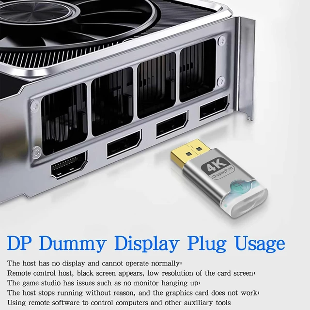 Alt view image 5 of 7 - XMSJSIY 4K DP Dummy Plug DisplayPort Display EDID Emulator Headless Ghost