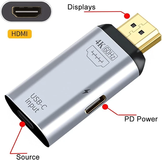 Alt view image 6 of 7 - Chenyang USB-C Type-C Female Source Input HDMI Male Output 4K 60Hz 1080P Adapter with PD Power Port for Phone & Laptop