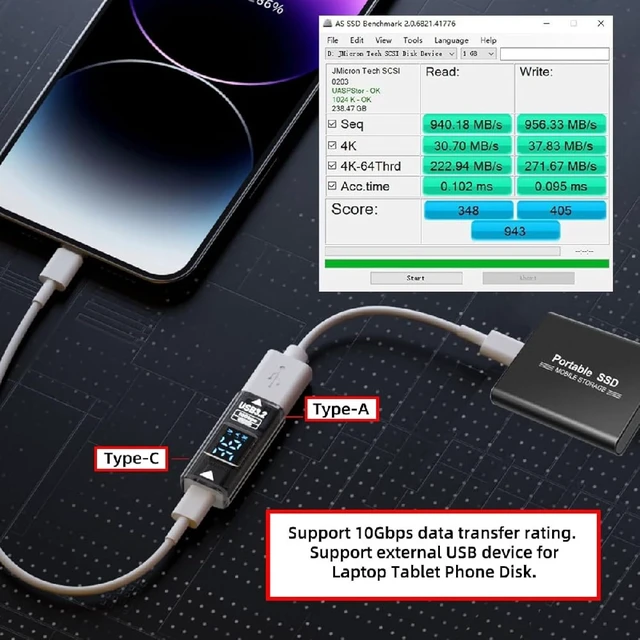 Alt view image 5 of 7 - cablecc 3PCS USB-C Type-C to USB Type-A Smart LED Display Female to Female Data Current Voltage Fast Charging Adapter Monitoring Display Tester Detector