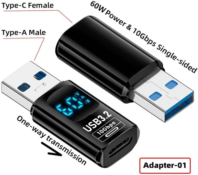 Alt view image 7 of 7 - chenyang 3 Pack USB Digital Display Adapter, USB 3.2 10Gbps PD 36W/60W Data Transfer Fast Charging Power Meter Tester Converter Adapter