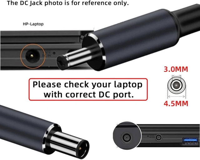 Alt view image 6 of 7 - chenyang USB C to DC Adapter,USB C Female to DC 4.5x3.0mm HP Barrel Jack Plug PD 100W Laptop Fast Charging Adapter with Wattage Display