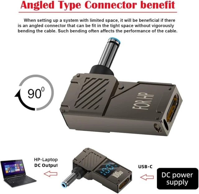 Alt view image 7 of 7 - chenyang USB C to DC Adapter,USB C Female to DC 4.5x3.0mm HP Barrel Jack Plug PD 100W Laptop Fast Charging Adapter with Wattage Display