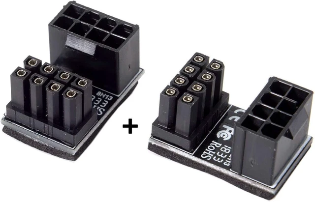 Alt view image 3 of 7 - cablecc ATX 8Pin Female to 8pin Male 180 Degree AngledPower Adapter for Desktops Graphics Card