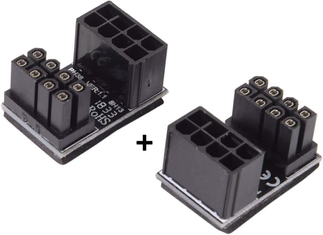 Alt view image 6 of 7 - cablecc ATX 8Pin Female to 8pin Male 180 Degree AngledPower Adapter for Desktops Graphics Card
