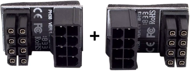 Alt view image 5 of 7 - cablecc ATX 8Pin Female to 8pin Male 180 Degree AngledPower Adapter for Desktops Graphics Card
