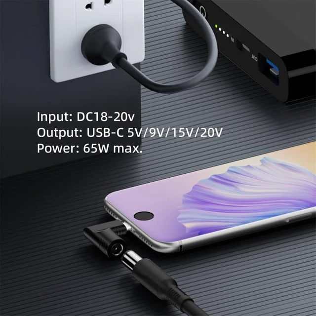 Alt view image 6 of 7 - cablecc 7.4x5.0mm Input DC Jack to Type-C USB-C Power Plug Charge Angled 90 Degree Adapter for Laptop Phone