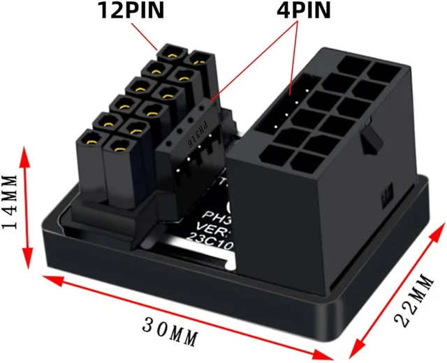 Alt view image 2 of 7 - cablecc 12VHPWR 16Pin 12+4P Male to Female PCI-E 5.0 Power Modular ATX3.0 Adapter Down Angled 360 Degree for 4080 5090TI Graphics Card
