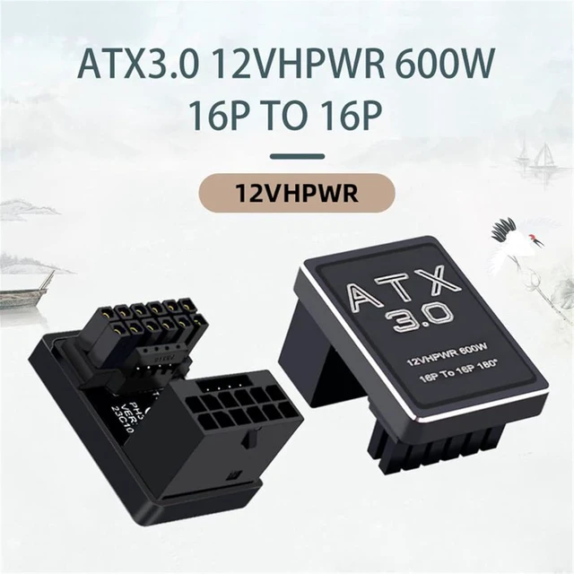 Alt view image 5 of 7 - cablecc 12VHPWR 16Pin 12+4P Male to Female PCI-E 5.0 Power Modular ATX3.0 Adapter Down Angled 360 Degree for 4080 5090TI Graphics Card