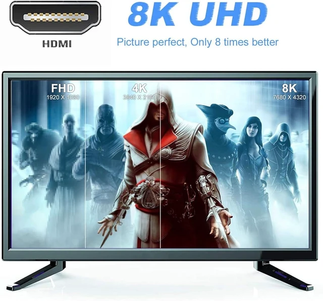 Alt view image 4 of 7 - cablecc Mini HDMI Male to HDMI 2.1 Female UHD Support 8K 60hz HDTV Extension Gold Converter Up Angled 90 Degree Adapter Supports HDCP and 3D