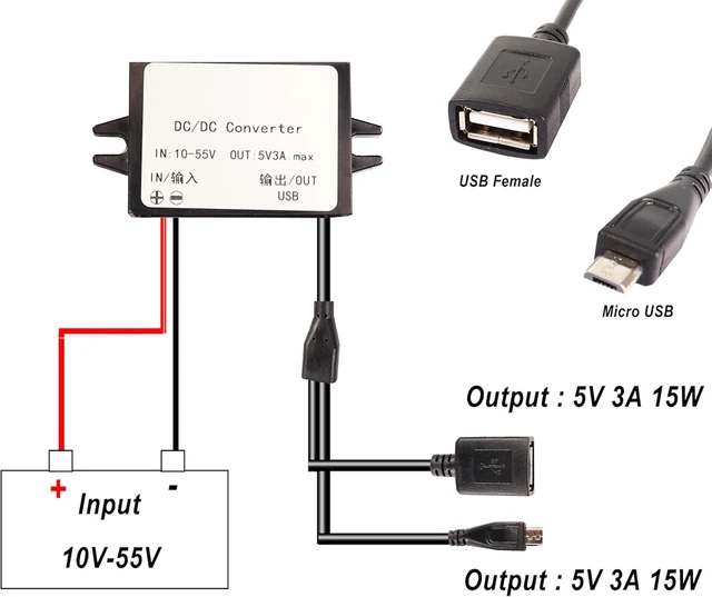 Alt view image 3 of 7 - XMSJSIY 12V 36V 48V to 5V USB Step-Down Converter DC Buck Module Adapter