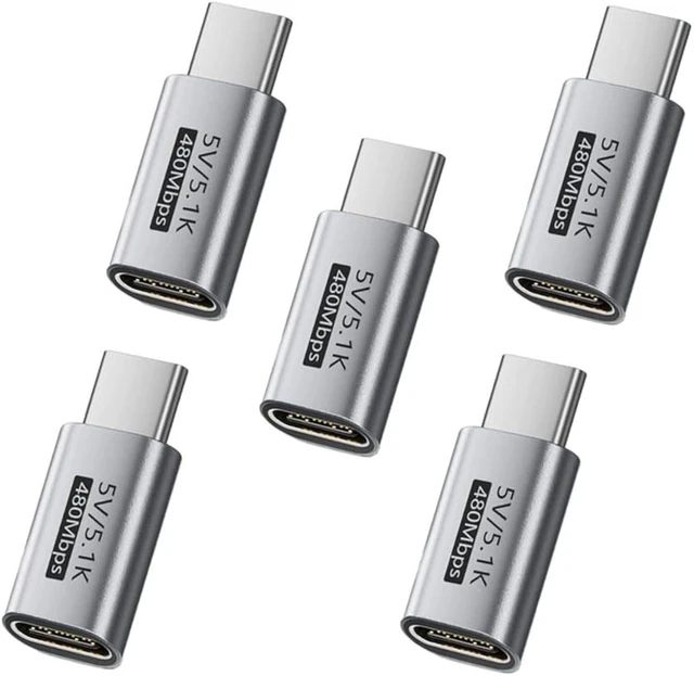 Main image of cablecc 5pcs Type-C 5.1K Resistor PD Function Blocker Male to USB-C Female Extension with DC5V Protect Adapter Only for Power Charge