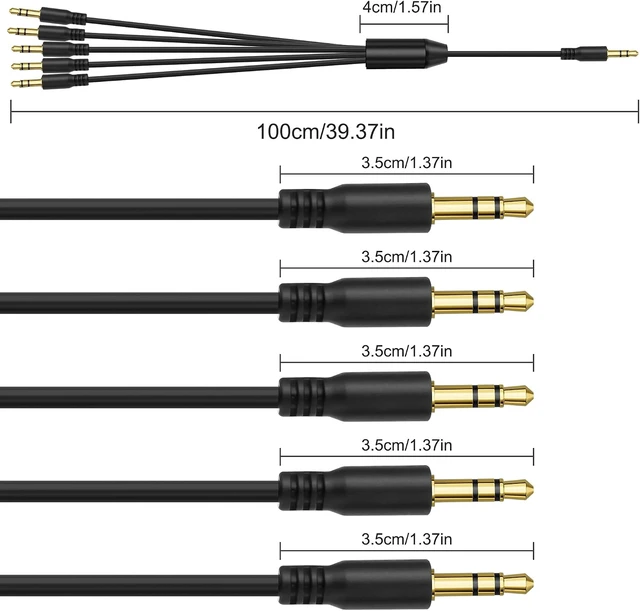 Alt view image 2 of 7 - XMSJSIY 3.5mm TRS 1 to 5 Y Splitter Stereo Audio Extension Cable
