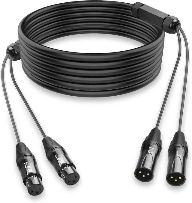 Main image of XMSJSIY 2 Channel XLR Audio Snake 3Pin XLR Male to Female Splitter-2M/6.5FT