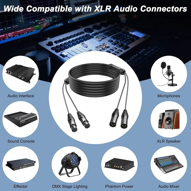 Alt view image 7 of 7 - XMSJSIY 2 Channel XLR Audio Snake 3Pin XLR Male to Female Splitter-2M/6.5FT