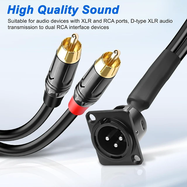 Alt view image 3 of 7 - XMSJSIY D-Type XLR to RCA Stereo Audio Splitter Cable - 1M/3.28FT