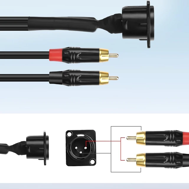 Alt view image 5 of 7 - XMSJSIY D-Type XLR to RCA Stereo Audio Splitter Cable - 1M/3.28FT