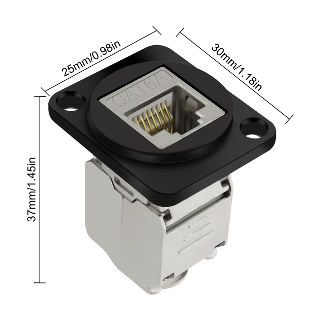 Alt view image 2 of 7 - XMSJSIY CAT6A D-Type Panel Mount Connector Shielded RJ45 CAT6A Coupler