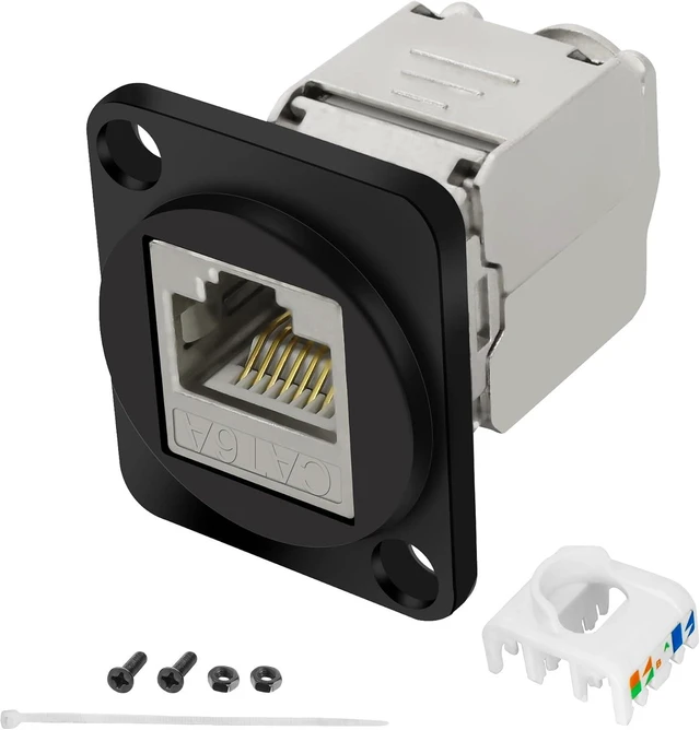 Main image of XMSJSIY CAT6A D-Type Panel Mount Connector Shielded RJ45 CAT6A Coupler