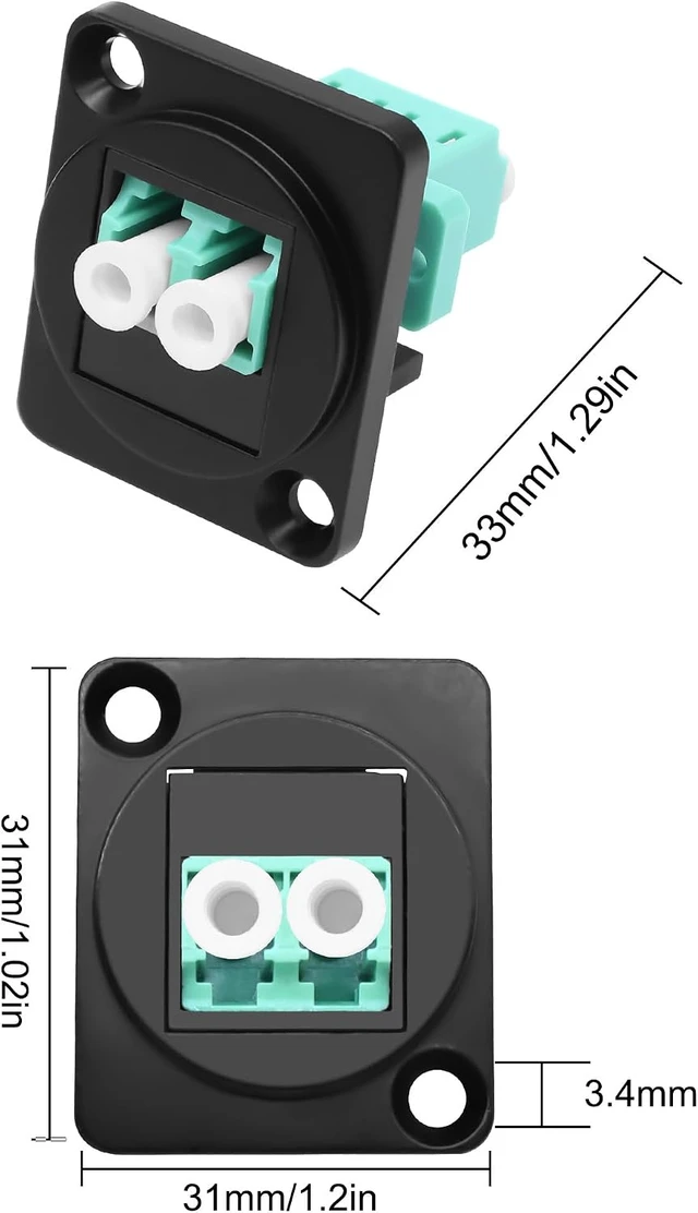 Alt view image 2 of 7 - XMSJSIY D-Type LC to LC OM3 Fiber Optic Panel Mount Adapter Connector