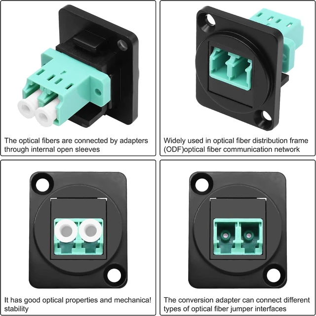 Alt view image 4 of 7 - XMSJSIY D-Type LC to LC OM3 Fiber Optic Panel Mount Adapter Connector