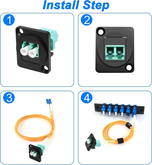 Alt view image 5 of 7 - XMSJSIY D-Type LC to LC OM3 Fiber Optic Panel Mount Adapter Connector