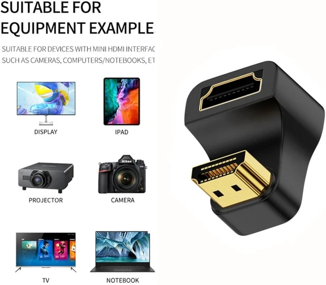 Alt view image 4 of 7 - chenyang 2 Pack HDMI Male to HDMI Female 8K@60Hz 4K@120Hz 180 Degree Angled Converter Connector Adapter