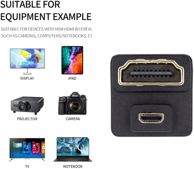 Alt view image 4 of 7 - chenyang 2 Pack Micro HDMI Male to HDMI Female 4K@60Hz 180 Degree Angled Converter Connector Adapter