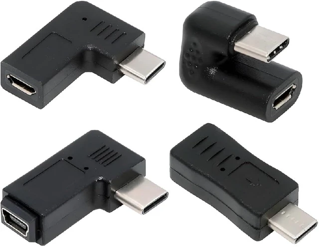 Main image of cablecc 4pcs/lot USB-C USB2.0 Type C 480Mbps Male to Micro & Mini USB Female Power Data Adapter Opposite Right Back Angled