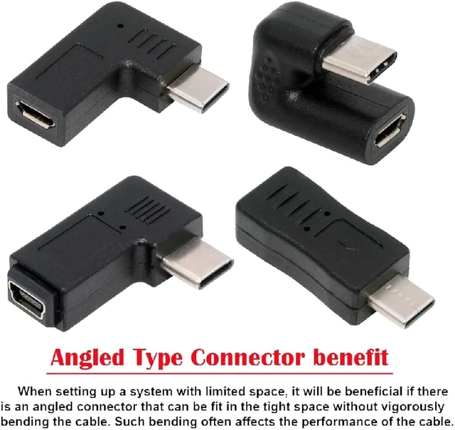 Alt view image 3 of 7 - cablecc 4pcs/lot USB-C USB2.0 Type C 480Mbps Male to Micro & Mini USB Female Power Data Adapter Opposite Right Back Angled