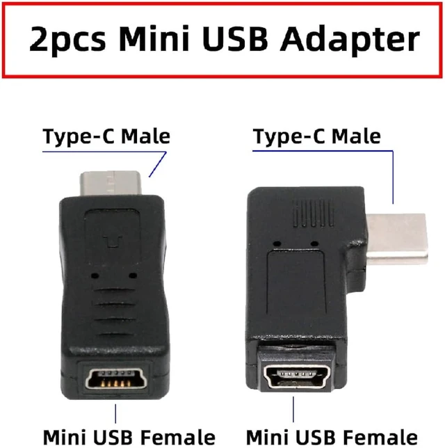Alt view image 5 of 7 - cablecc 4pcs/lot USB-C USB2.0 Type C 480Mbps Male to Micro & Mini USB Female Power Data Adapter Opposite Right Back Angled