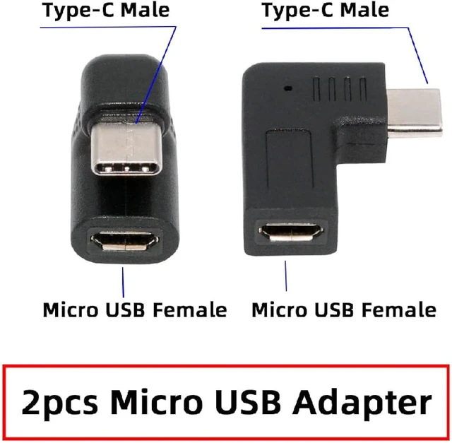 Alt view image 4 of 7 - cablecc 4pcs/lot USB-C USB2.0 Type C 480Mbps Male to Micro & Mini USB Female Power Data Adapter Opposite Right Back Angled