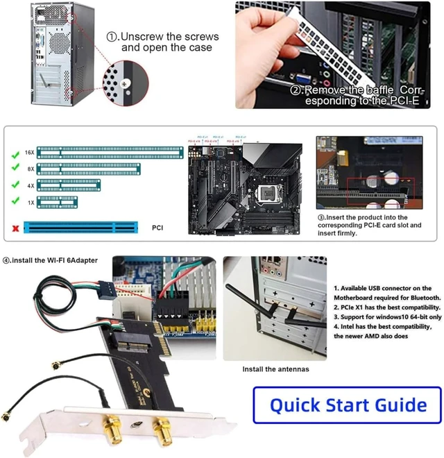 Alt view image 2 of 7 - ChenYang PCI-E X1 to NGFF A+E/E-Key Wireless Network Card PCI Express Expansion Card Adapter with Dual Antenna for Wifi5 Wifi6 Wifi6E,Bluetooth 5.3(USB Port),Supports Windows 11/10