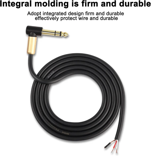 Alt view image 3 of 7 - XMSJSIY 6.35mm TRS Pigtail Cable 1/4inch Stereo Male Plug to Bare Wire-2M