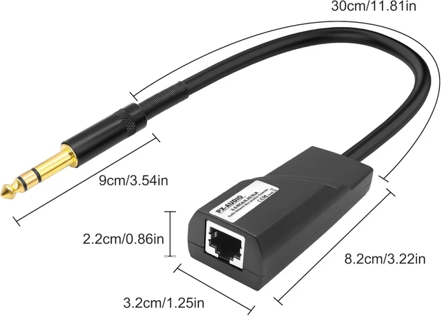 Alt view image 2 of 7 - XMSJSIY 6.35mm TRS Extender 1/4" TRS Stereo Male to Ethernet RJ45 Female