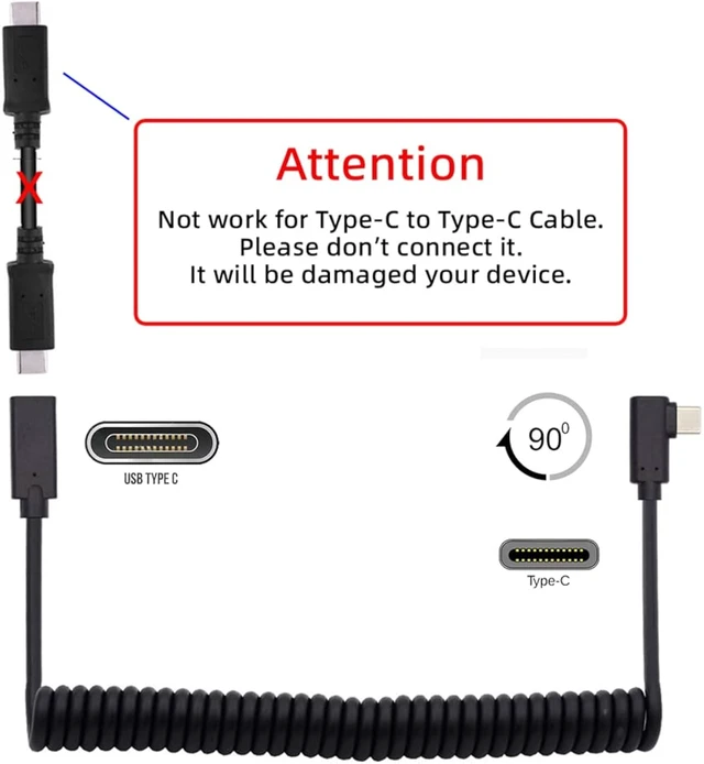 Alt view image 2 of 7 - cablecc USB-C Keyboard Mouse Stretch Coiled Cable for Gaming Keyboard Type-C Male to Female Extension Power & Data Cable