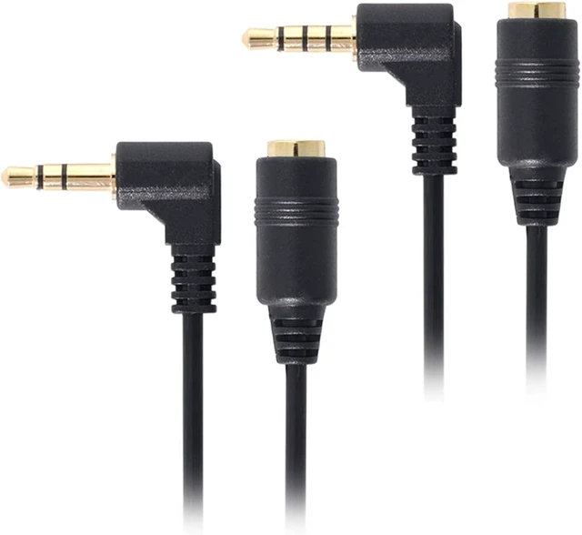 Main image of Cablecc 1Set 3/4 Poles Audio Stereo 90 Degree Right Angled 3.5mm Male to Female Extension Cable