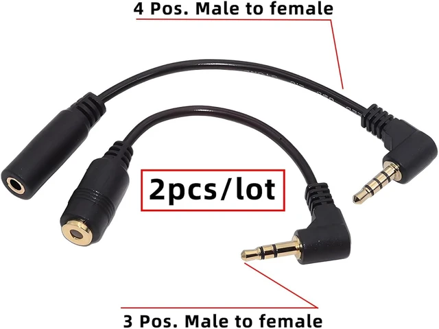 Alt view image 6 of 7 - Cablecc 1Set 3/4 Poles Audio Stereo 90 Degree Right Angled 3.5mm Male to Female Extension Cable