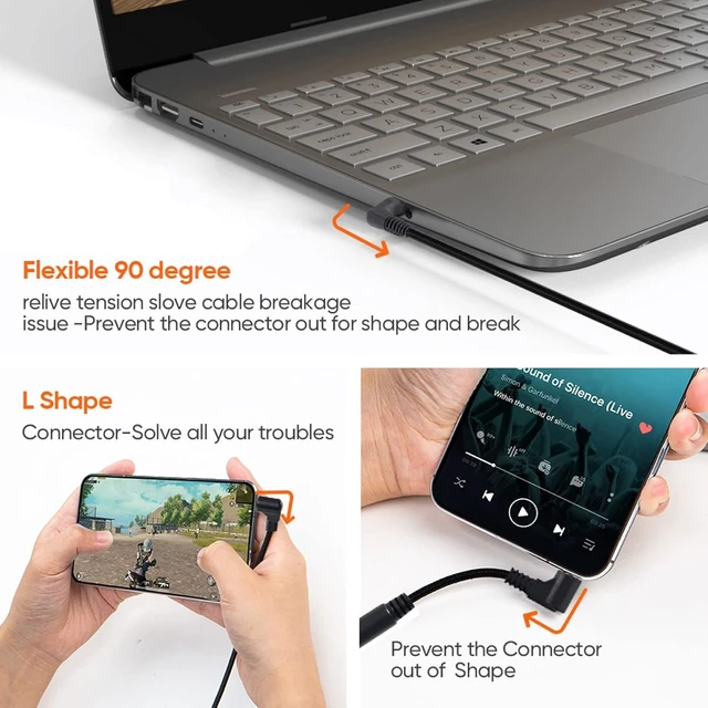Alt view image 5 of 7 - Cablecc 1Set 3/4 Poles Audio Stereo 90 Degree Right Angled 3.5mm Male to Female Extension Cable